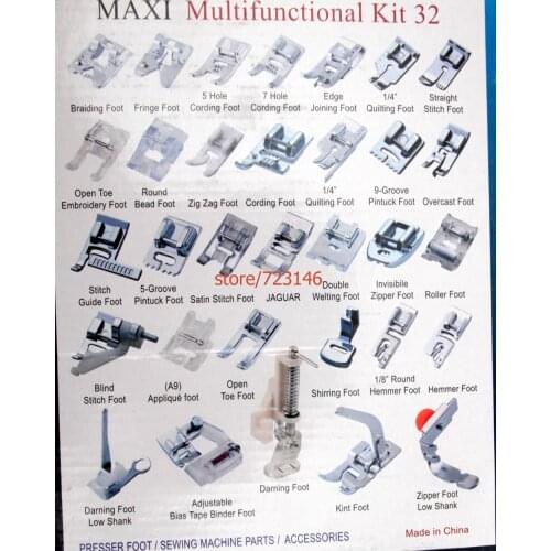 Multifunctional kit 32pcs resser Foot Feet Domestic Sewing Machine Part Accessories for Brother Juki Singer pfaff janome elna