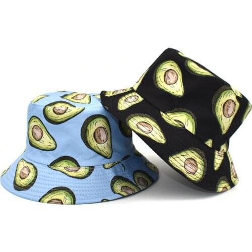 Bucket Hat Men Women Summer Sun Beach Reversible Fruit Avocado Outdoor Fishing Accessory Teenagers Cap