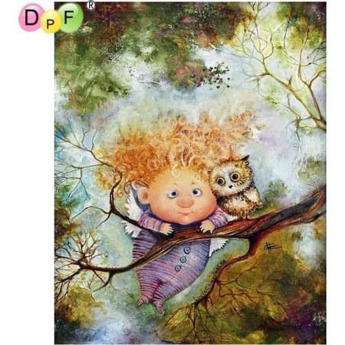 DPF DIY Little angel owl 5D crafts home decor wall painting mosaic diamond painting cross stitch rhinestone diamond embroidery