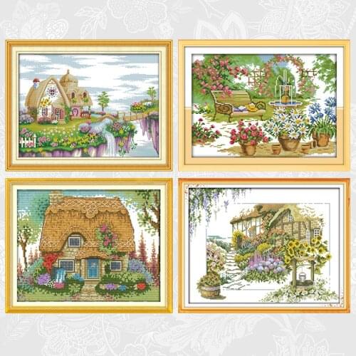 Unique Scenery Patterns Counted Cross Stitch Kit Sale DMC Cotton Thread Embroidery Set DIY Handmade Cross Stitch Home Crafts