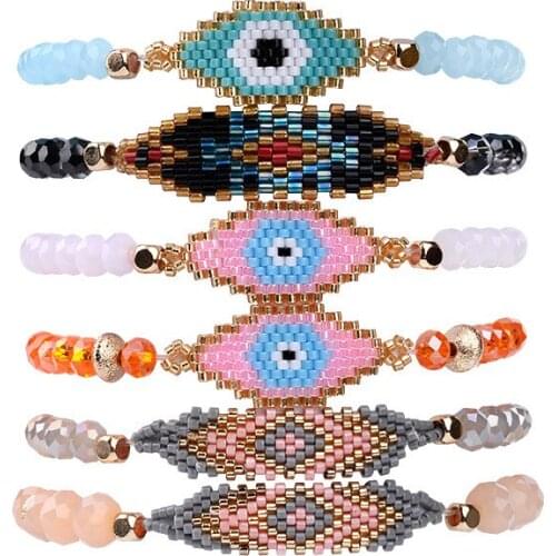 2021 New Bohemian Beads Evil Eye Miyuki Bracelet For Women Hademade Glass Seed Beaded Boho Wrap Bracelets Jewelry Mujer Pulsera