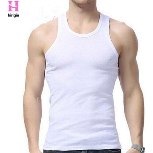 Fashion New Plus Size Mens Close-fitting Vest Fitness Elastic Casual O-neck Breathable All Cotton Solid Undershirts Male Tanks