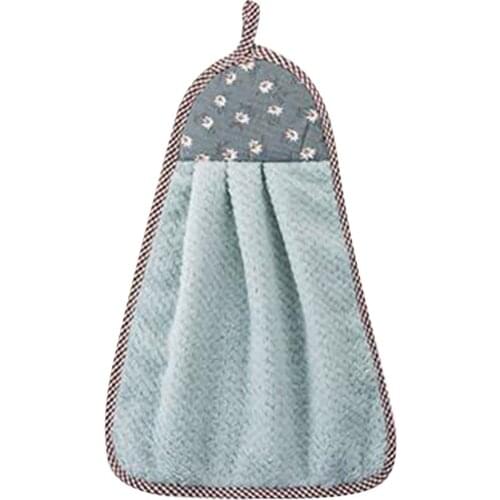 Coral Fleece Hanging Hand Towel Thickened Dishwashing Cloth Kitchen Absorbent Towel Household Non-Linting Cloth Scouring Pad