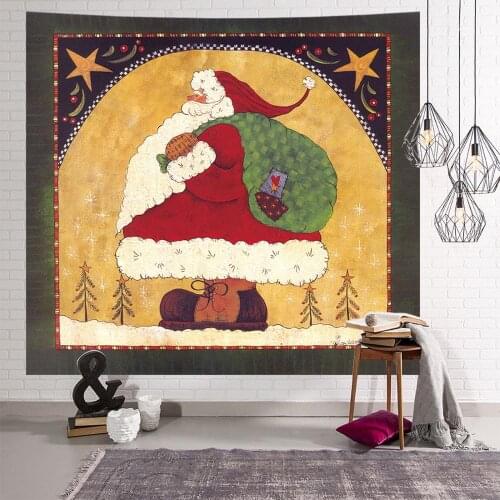 Reindeer Animal Psychedelic Hanging Trippy Tapestry Wall Handmade Decor Art Christmas Sant Forest Bedroom Living Room Decoration