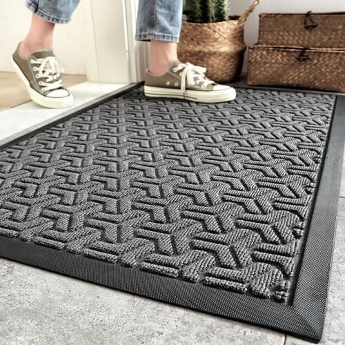 Rubber Bottom Door Mat for Entrance Door Outdoor Foot Pad Water Aborbent Bathroom Rugs and Carpet Brown Grey Ant-Slip Floor Mats
