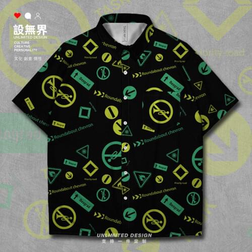 Hazardous Chemical Substances color matching warning logo color Short-Sleeved shirt trends Shirts Print Printed Clothes Summer