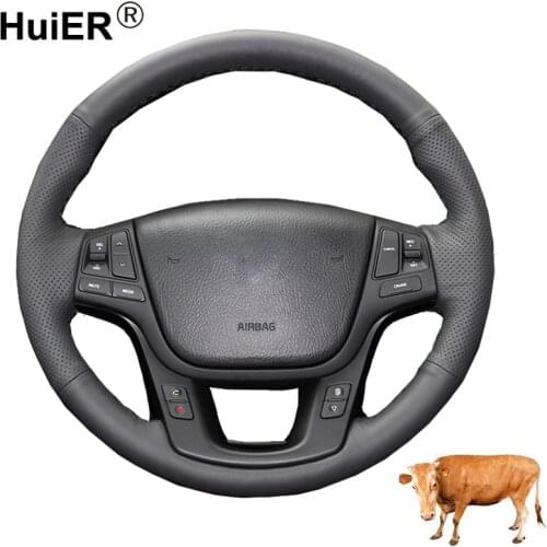 Hand Sewing Car Steering Wheel Cover Top Cow Leather For Kia Sorento 2011-2015 K7 Cadenza 2011-2015 2012 2013 Stuurhoes Volant