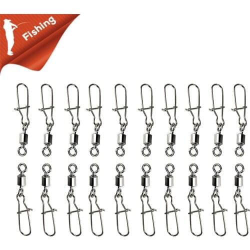 Fishing Connector Swivels Interlock Pin Snap2/0# 1/0# 1# 2# --- 14# Stainless Steel Pin Bearing Rolling Pins Fishing Tackle