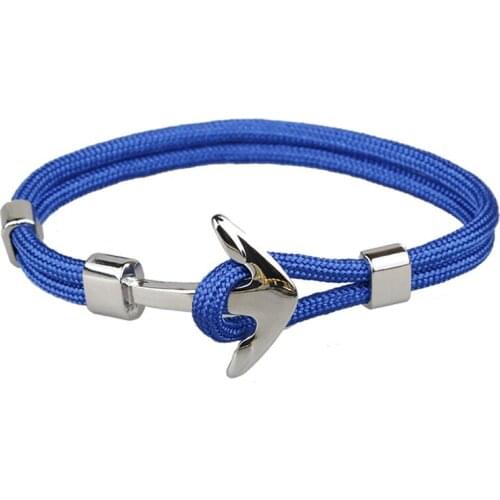 Silver Orange Anchor Bracelet Rope Necklace Bracelet for Women Men Navy Style Gifts