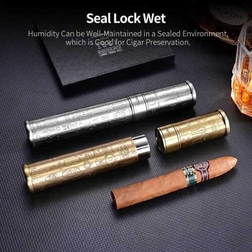 CIGARLOONG Cigar Tube Holder Hold Single Cigar Seal Lock Wet Cigar Moisturizing Tube Portable Cigar Accessories with Gift Box