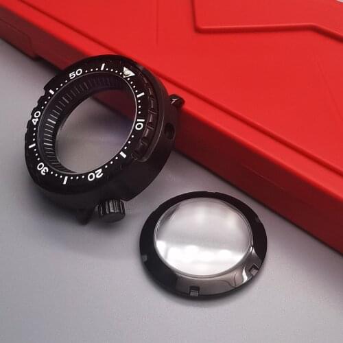 Mod 20ATM WaterProof Black PVD Seashepherd Tuna Can Dive Watch Case Sapphire Crystal For Seiko NH35 NH36 Movement Watch Repair