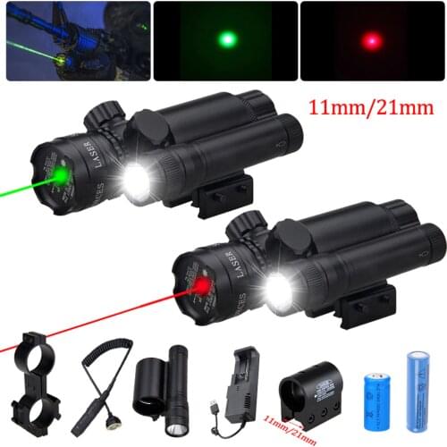 Green Red Rifle Scope Dot Laser Sight with 21mm/11mm Ring Picatinny Rail Mount Tail Switch 650nm/532nm Rifle Gun Laser Sight