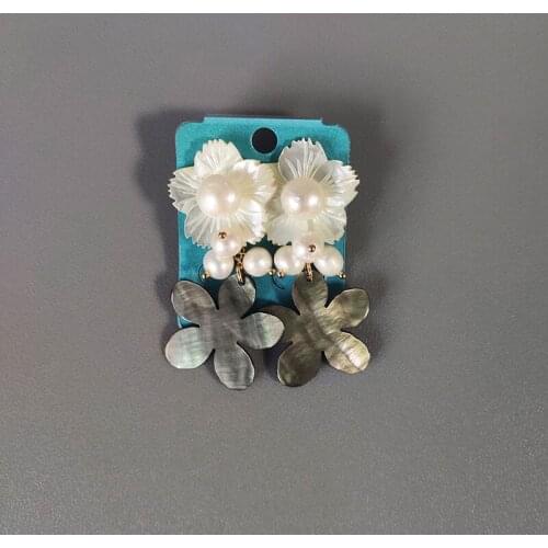 2020 new flower earring women long pendant fashion jewelry shell flower natural pearl handmade korean trend aesthetics oorbellen