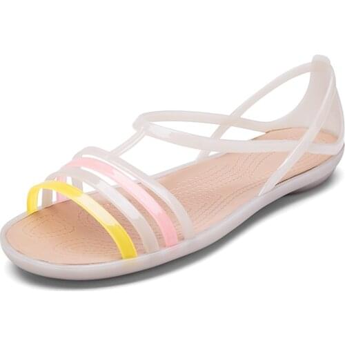 Women Sandals Summer New EVA Casual Mixed Candy Colors Soft Slip On Beach Jelly Shoes Woman Flat Sandals