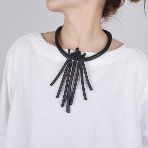Gothic Style Womens Choker Necklace Grunge Black Tassel Thick Neck Chain Necklace Goth Ladies Jewelry Clothes Accessories Wicca