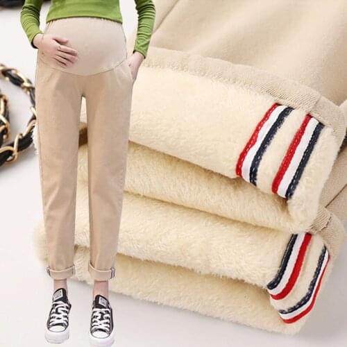 Winter Warm Velvet Maternity Pants For Pregnant Women Thicken Trousers Pregnancy Leggings Causal Abdominal Pregnant Haren Pants