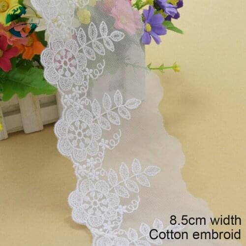 10yard 8.5cm wide Cotton embroid lace edge sewing ribbon guipure trim wedding lace DIY Garment Accessories french doll lace#3948