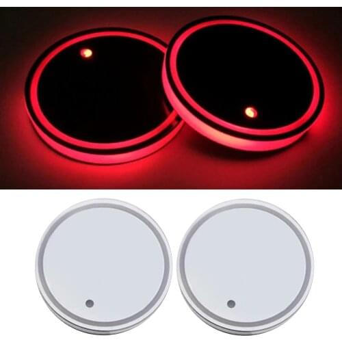 2PCS Car LED Cup Holder 7 Colors USB Charging Interior Decoration for Drink Mat Accessories