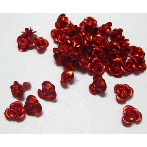 200 Red Aluminum Metal Rose Flower Beads 6mm Finding