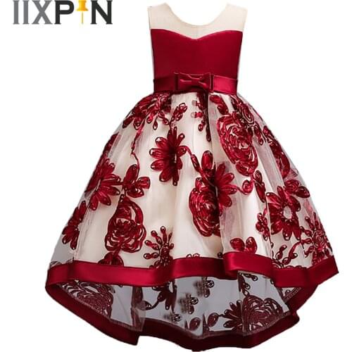 2021 Princess Girls Flower Dress Kids Dancewear Pageant Wedding First Communion Dress For Girls Elegant Girls Embroidery Dress