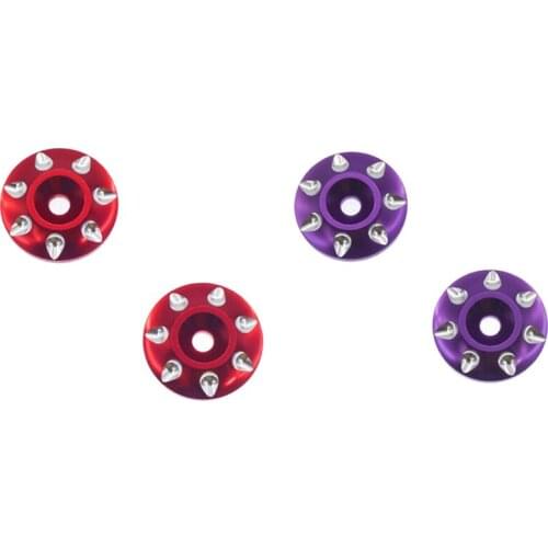 4PCS Metal Tail Wing M3 Screws Washers For 1/8 1/10 Scale Off Road Buggy Truck RC Cars, Purple & Red