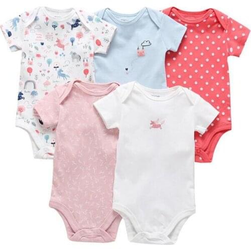 5PCS/LOT Baby Girl Boy Romper Top Quality 100% Cotton Short Sleeves 0-24M Newborn infant Baby Boys Girls Jumpsuit