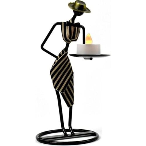 Abstract Waiter Candlestick Home Decoration Crafts Handmade Iron Candle Holder Party Dinner Display Props Gifts