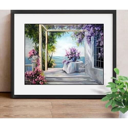 Diamond Embroidery Landscape Flower And Sea Diamond Painting DIY Full Square Cross Stitch Display Rhinestones Decor Home
