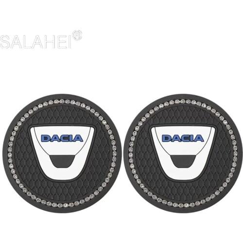 2pcs Car Diamond Water Cup Coasters Storage Mat For Dacia Duster Logan Sandero Stepway Lodgy Mcv 2 Dokker Anti-slip Pad Interior