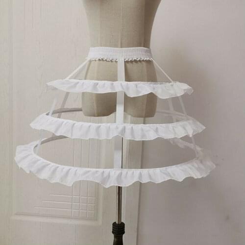 White New Fashion Girls Bustle Cage 3 Hoops Skirt Short Crinoline Petticoat Lolita Underskirt New