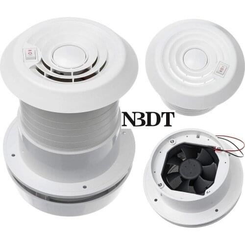 White Plastic Roof Mushroom Air Vent Exhaust Fan LED Light 12V Solar Powered RV Travel Trailer Caravan