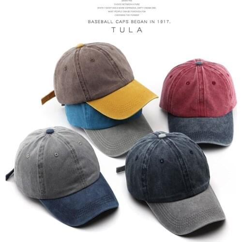 High Quality Men Washed Cotton Splicing Baseball Cap Women Vintage Snapback Hat Adjustable Trucker Outdoor Caps Black Dad Hat