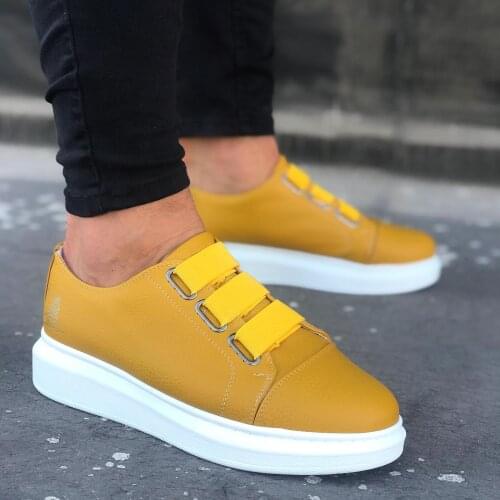 BA0026 3 Tape Yellow White High Sole Casual Men Shoes