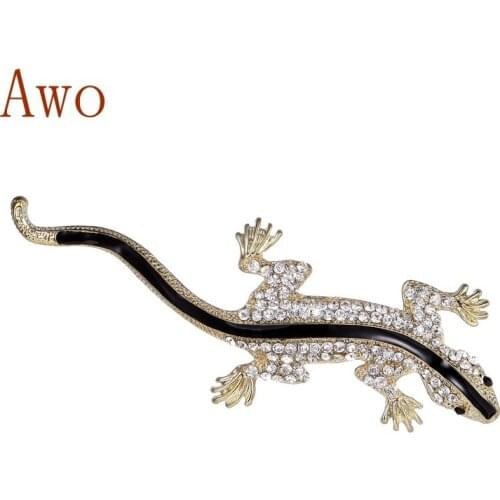 Brooches 2018 For Women Fashion Jewelry Enamel Pin Metal Lizard Crystal Rhinestone Brooch Broches Animales Grandes Large Brooch