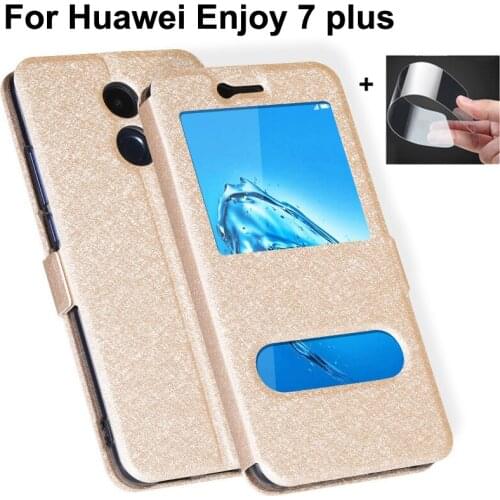 For Huawei Enjoy 7 plus flip case leather + TPU shell open window phone battery cover For Huawei Enjoy7 plus Enjoy7plus shell