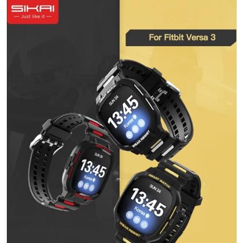 SIKAI 2021 New TPU Shell Screen Protector Cover Band Strap Bracelet smart watch Accessories Band+Case For Fitbit Versa 3 Versa3