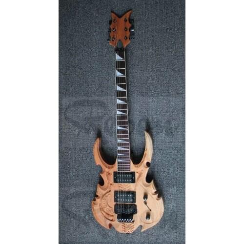 Weifang Rebon hand carved tremolo electric guitar with floyd rose bridge