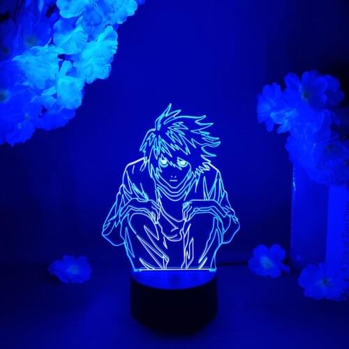 Manga Death Note Figure L Lawliet Led Night Light for Anime Otaku Room Decor Cool Kids Child Bedroom Table Lamp Character Ryuk