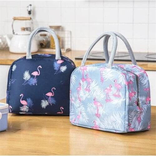 Functional Pattern Cooler Lunch Box Portable Insulated Canvas Lunch Bag Thermal Food Picnic Lunch Bags For Women Kids