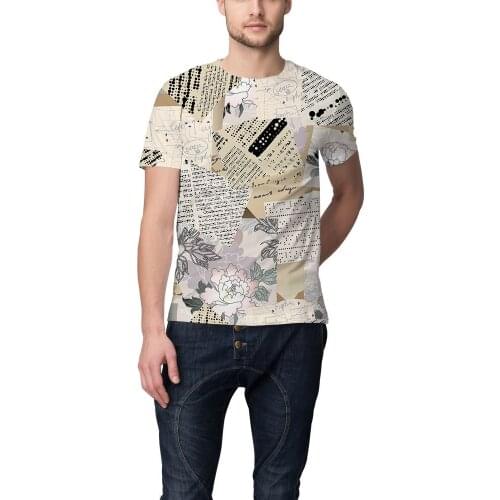 LIASOSO Graphic T-shirts Mens Summer Newspaper Casual Street Hip Hop Short Sleeve Harajuku Men Clothing Oversized T Shirt