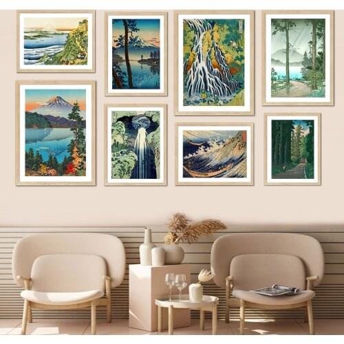 Mount Fuji Waves Vintage Japan Landscape Wall Art Canvas Painting Nordic Posters And Prints Wall Pictures For Living Room Decor