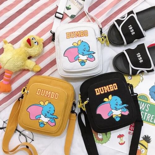 Disney Dumbo canvas cartoon lady messenger bag women fashion handbags gift storage bag purse shopping bag shoulder