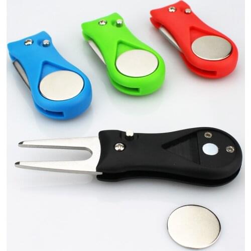 1 Pcs Golf Divot Repair Tool Switchblade Pitch Groove Cleaner Golf Pitchfork with Golf Marker Drop Ship