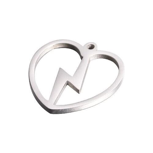 Love hollow lightning accessories peach heart pendant jewelry 50pcs 21*20mm New fashion simple mirror polished stainless steel