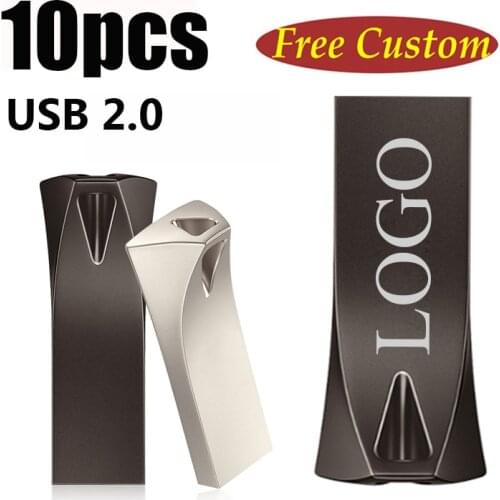 10PCS Metal USB 2.0 Metal buckle 8G 16G 32G 64G USB stick pendrive memory USB Flash Drives laser Logo free