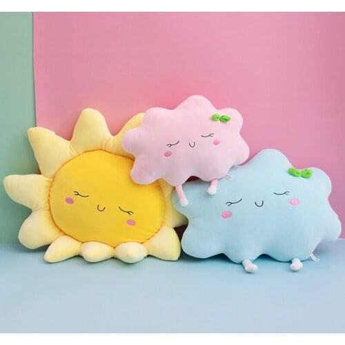Cute Sun Cloud Plush Pillow Stuffed Soft Creative Sky Series plush Toy Cartoon Sofa Car Cushion Pillow Home Decor Children Toys