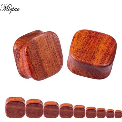 Miqiao 2 Pcs European and American Retro Wild Piercing Jewelry Red Rosewood Sandalwood Auricle 8mm-25mm Ear Gauges Plugs