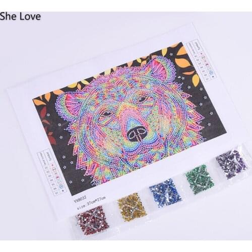Chzimade Bear Diamond Painting Cross Stitch Kit DIY Diamond Embroidery Rhinestone Paste