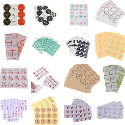 10sheets/PACK DIY Vintage Heart Oval Thank You Elegant Flower Ellipse Adhesive Kraft Seal Sticker Baking Gift Label Stickers