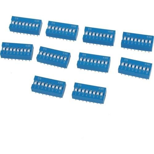 New 10 Pcs 2.54mm Pitch 8 Positions 16 Pin Blue DIP Switch 8P